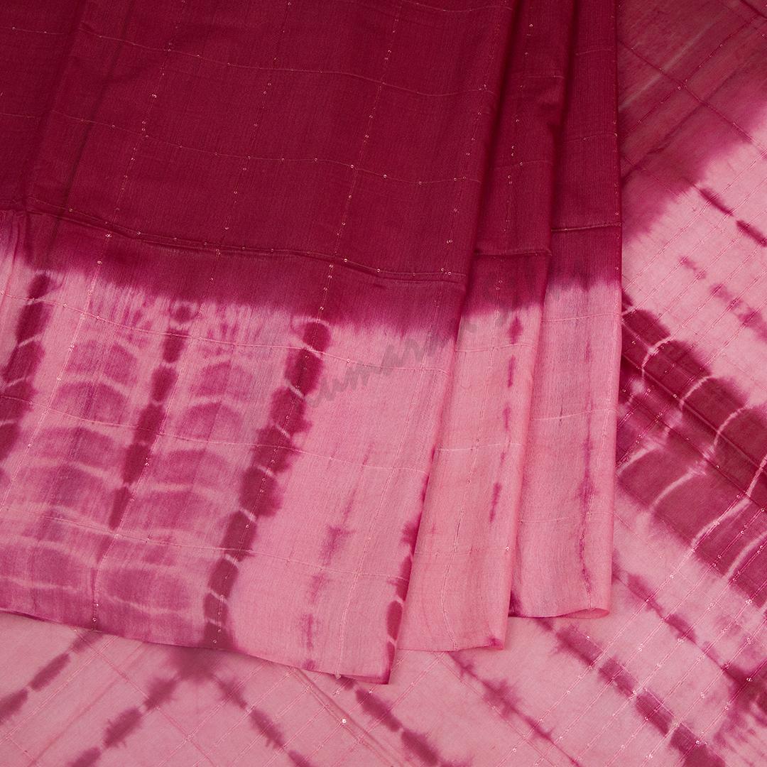 Semi Linen Maroon Checked Saree - Kumaran Silks