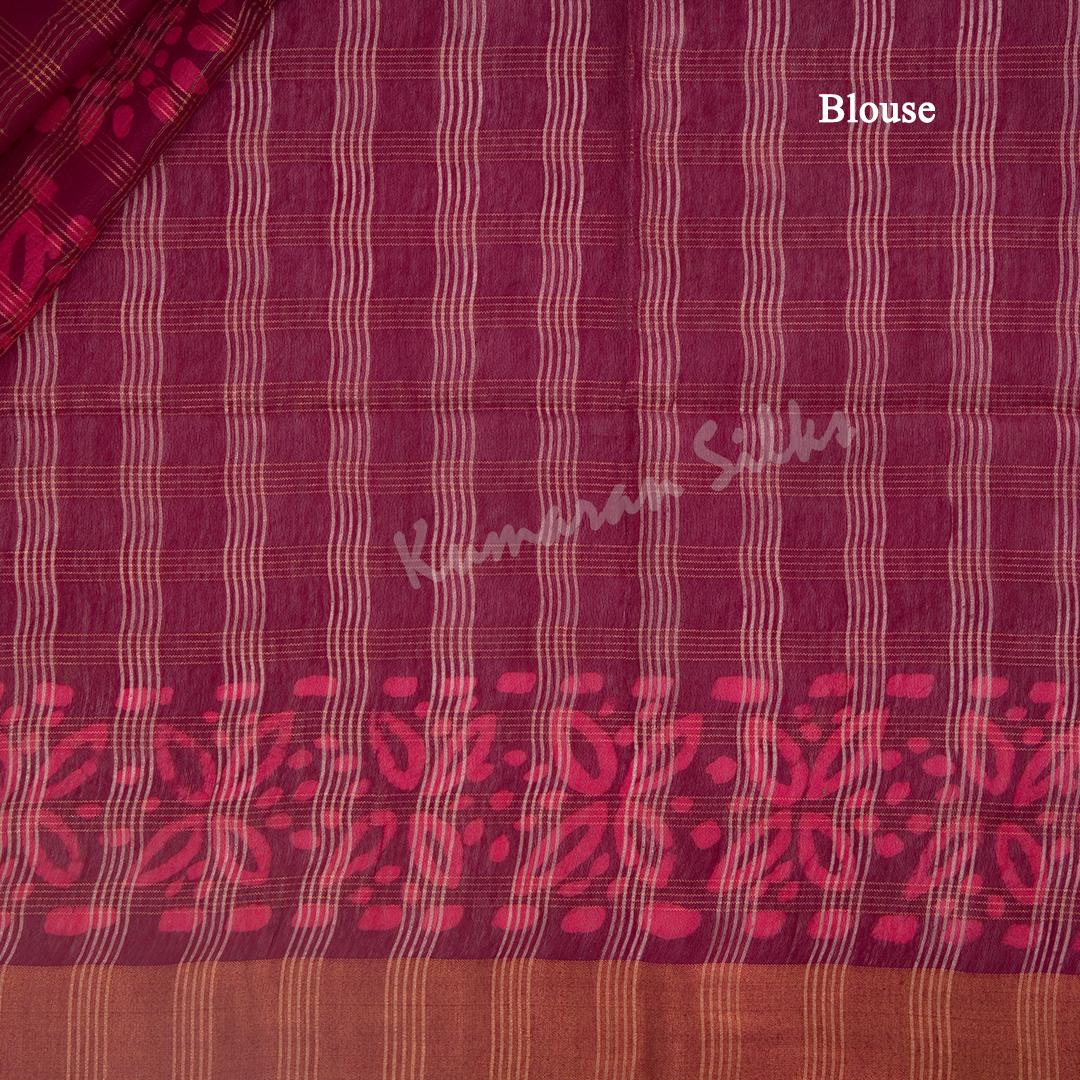 Semi Linen Maroon Shibori Printed Saree 02 - Kumaran Silks