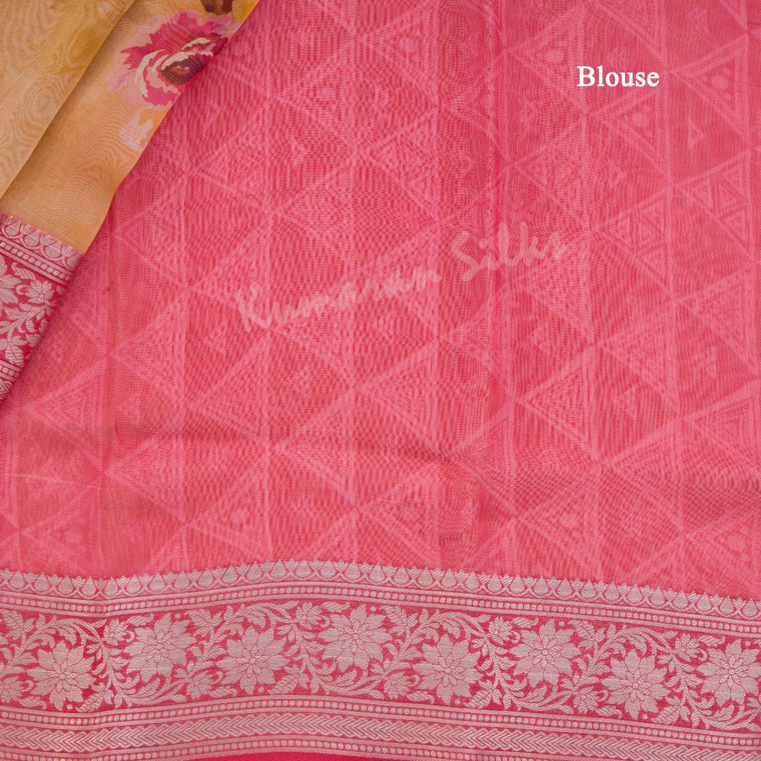 Soft Organza Light Brown Floral Printed Saree