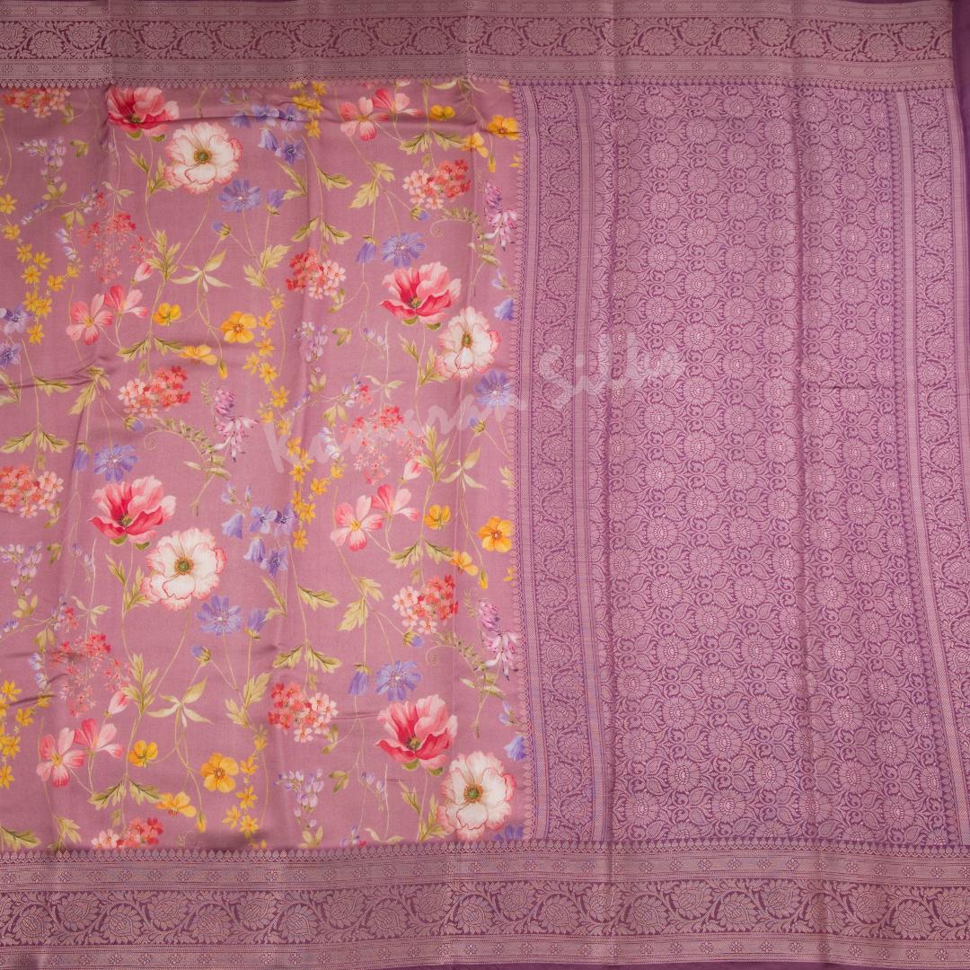 Silk Viscose Purple Floral Printed Saree