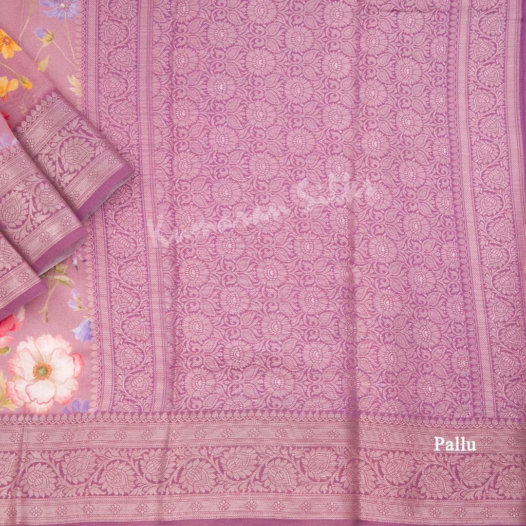 Silk Viscose Purple Floral Printed Saree