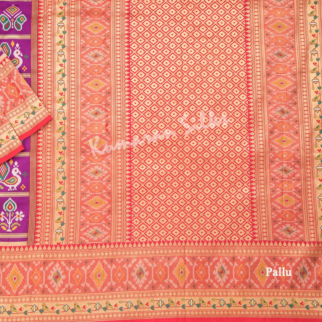 Semi Banaras Purple Ikkat Printed Saree