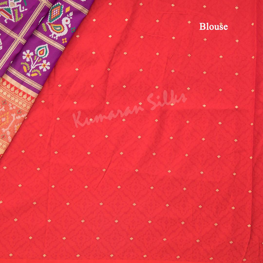 Semi Banaras Purple Ikkat Printed Saree