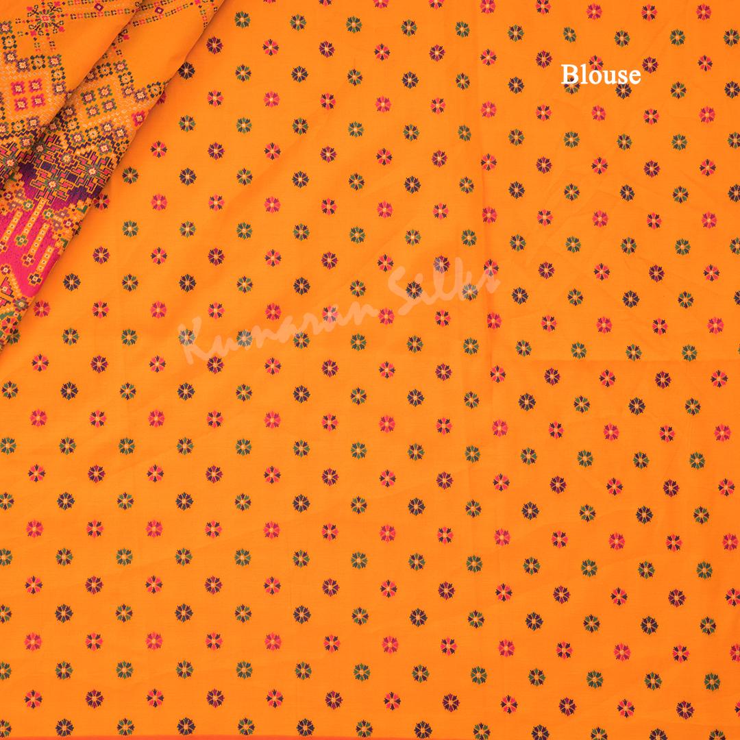 Semi Banaras Mango Yellow Printed Saree