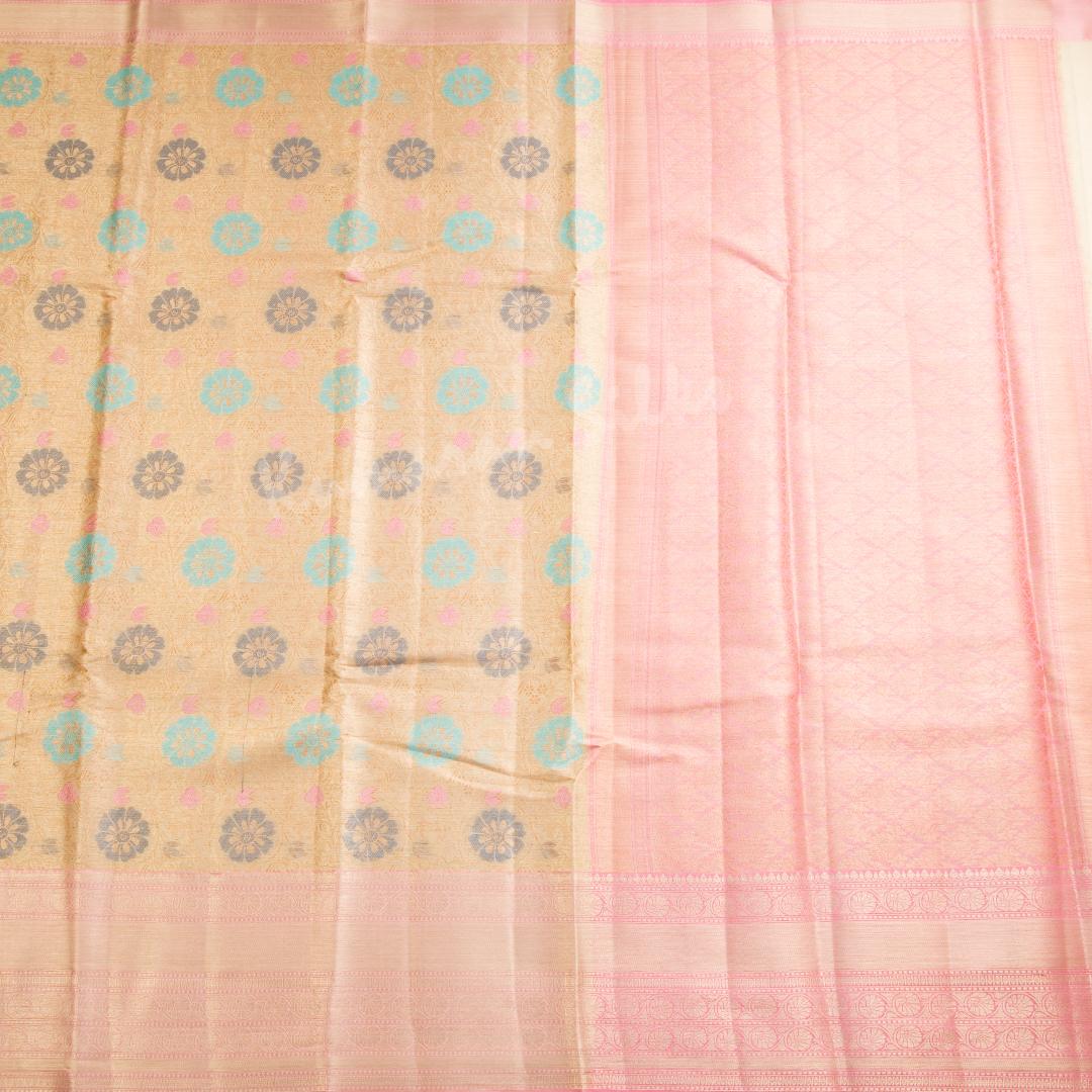 Ranvi Silk Rose Gold Floral Saree