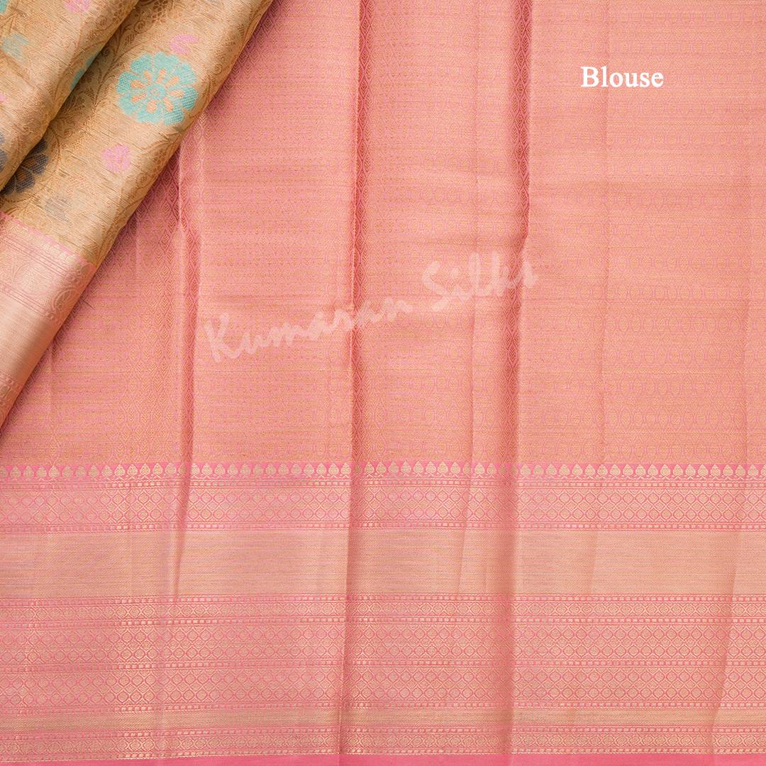 Ranvi Silk Rose Gold Floral Saree