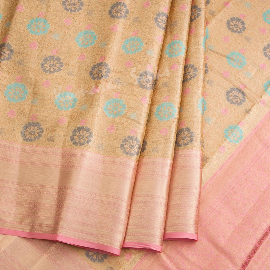 Ranvi Silk Rose Gold Floral Saree