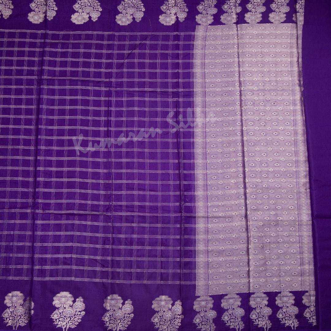 Ranvi Silk Violet Checked Saree