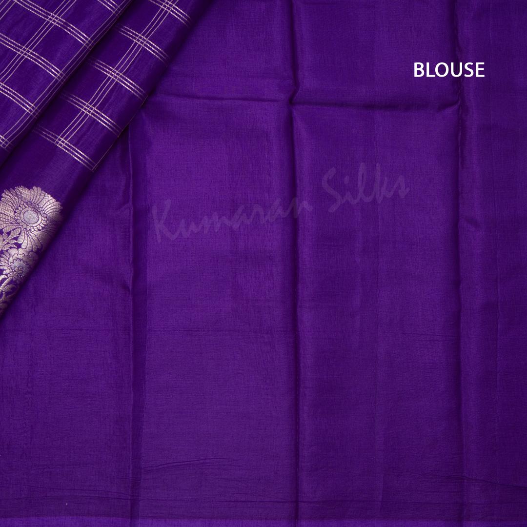 Ranvi Silk Violet Checked Saree