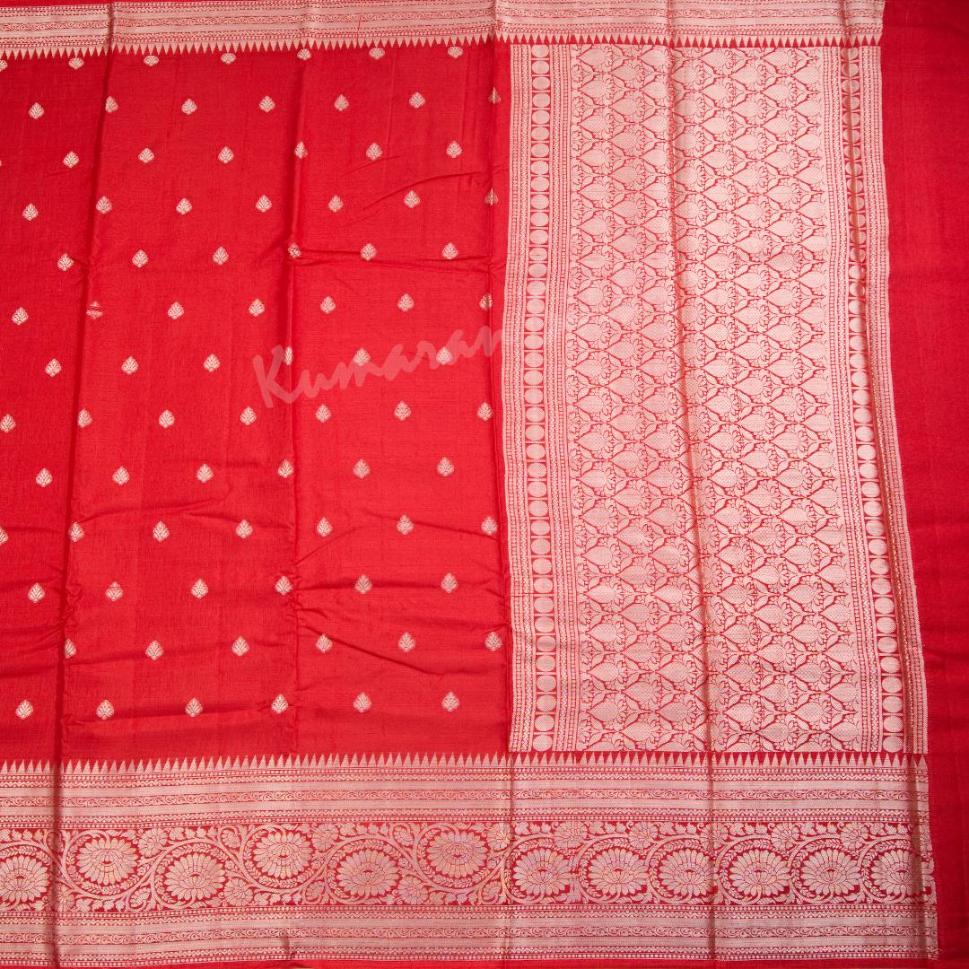 Ranvi Silk Red Saree With Small Buttas