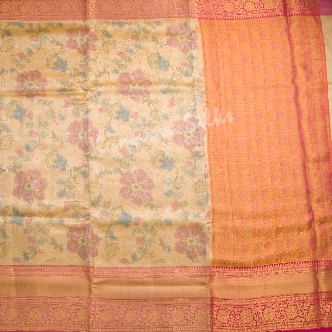 Ranvi Silk Gold Tissue Floral Printed Saree