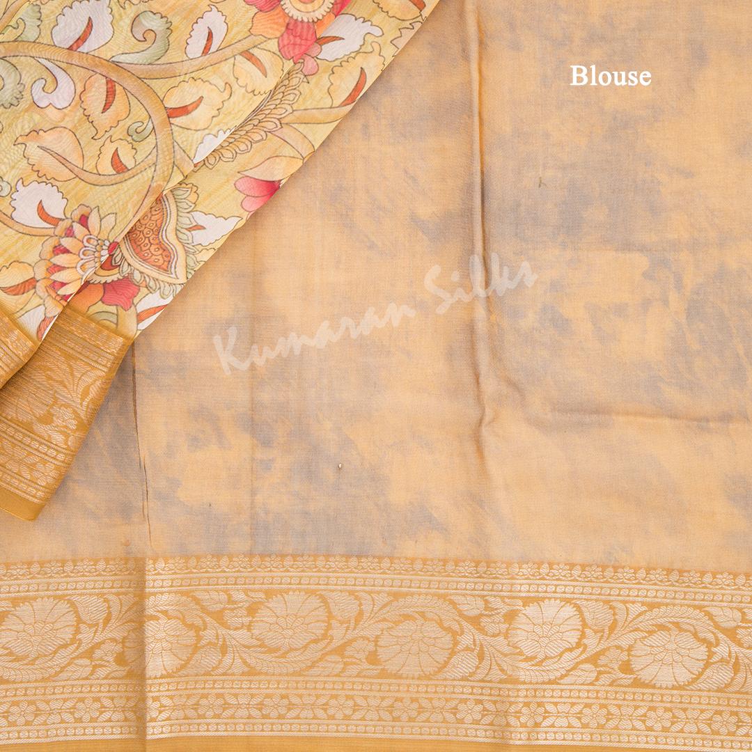 Soft Organza Gold Kalamkari Printed Saree