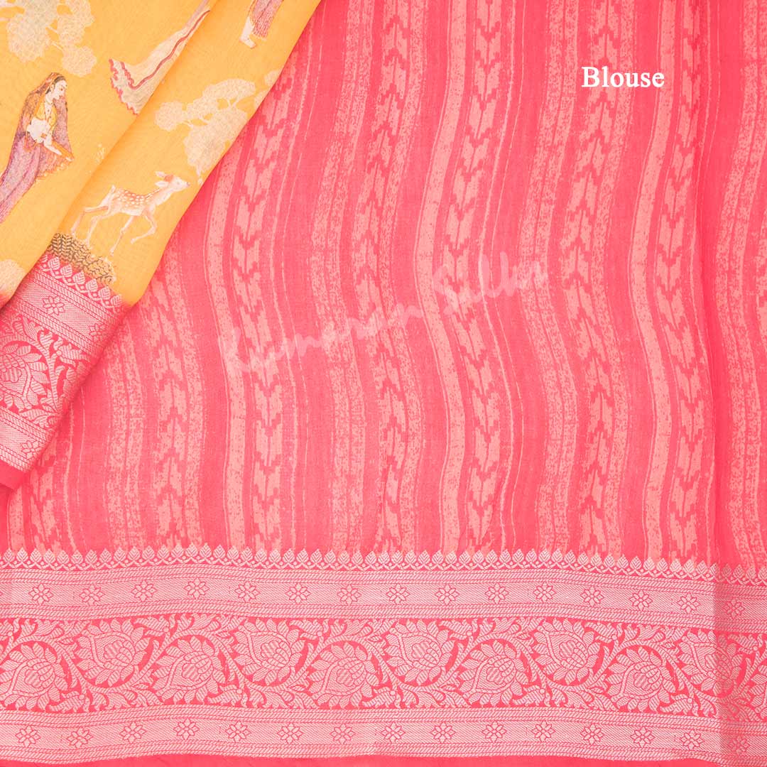 Silk Viscose Traditional Mankind Mango Yellow Printed Saree