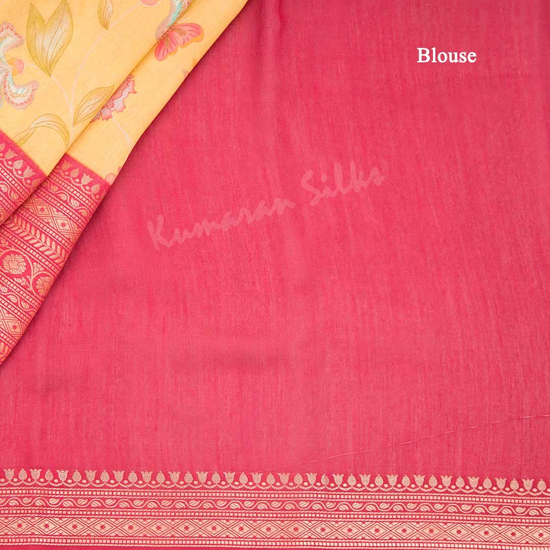 Silk Viscose Yellow Floral Printed Saree