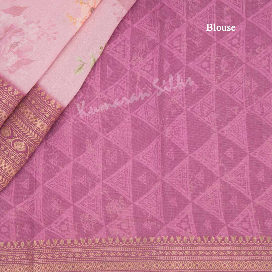 Silk Viscose Light Pink Floral Printed Saree