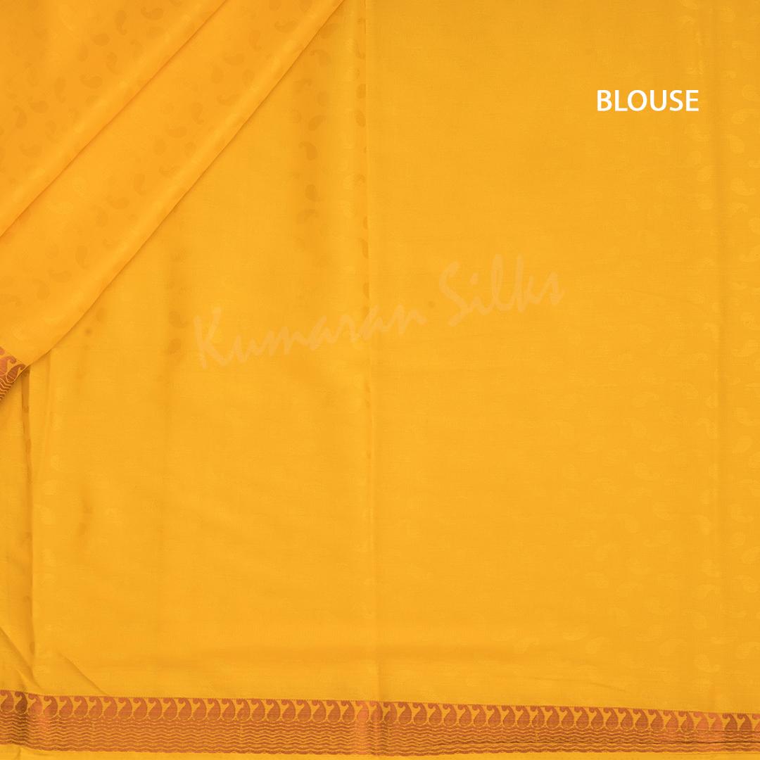 Semi Mysore Silk Plain Mango Yellow Saree 07 - Kumaran Silks