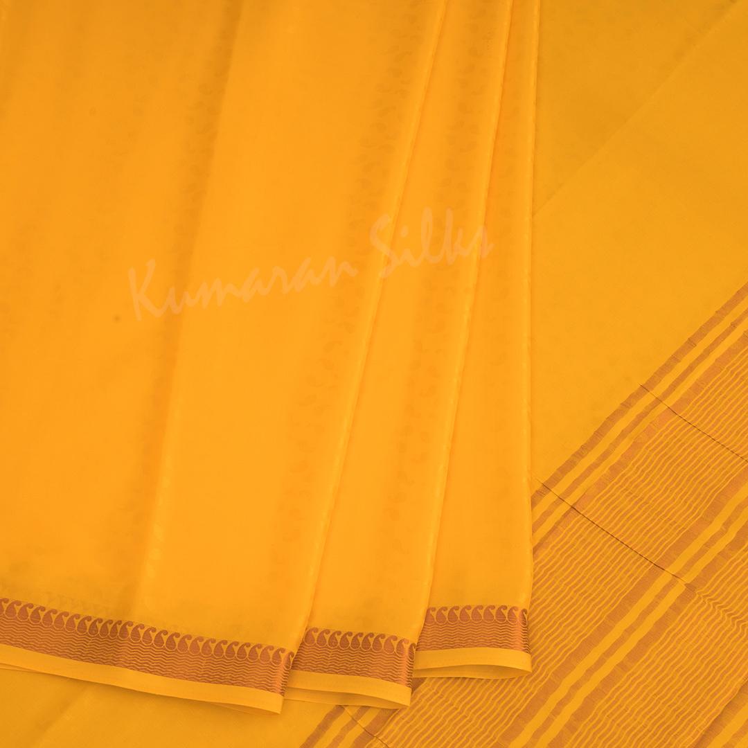 Semi Mysore Silk Plain Mango Yellow Saree 07 - Kumaran Silks