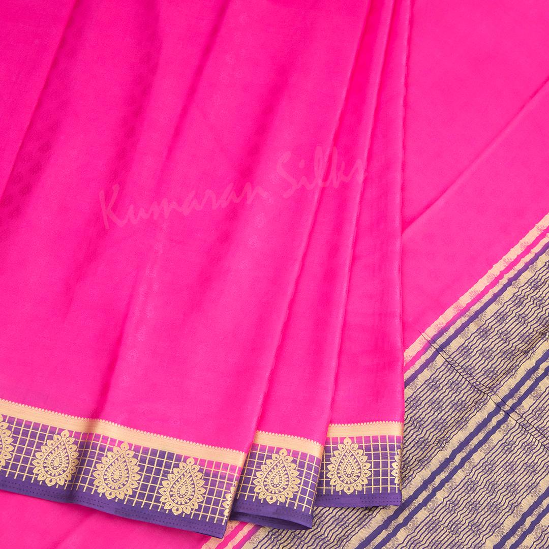 Semi Mysore Silk Plain Magenta Pink Saree 08 - Kumaran Silks