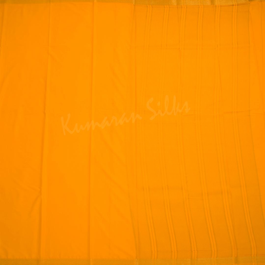 Semi Mysore Silk Plain Mango Yellow Saree 09