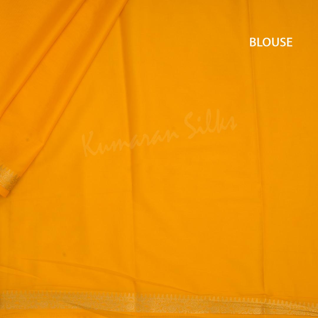 Semi Mysore Silk Plain Mango Yellow Saree 09