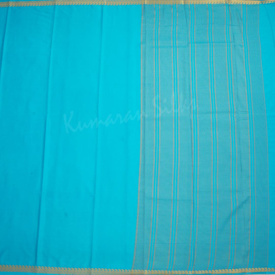 Semi Mysore Silk Plain Sky Blue Saree 02