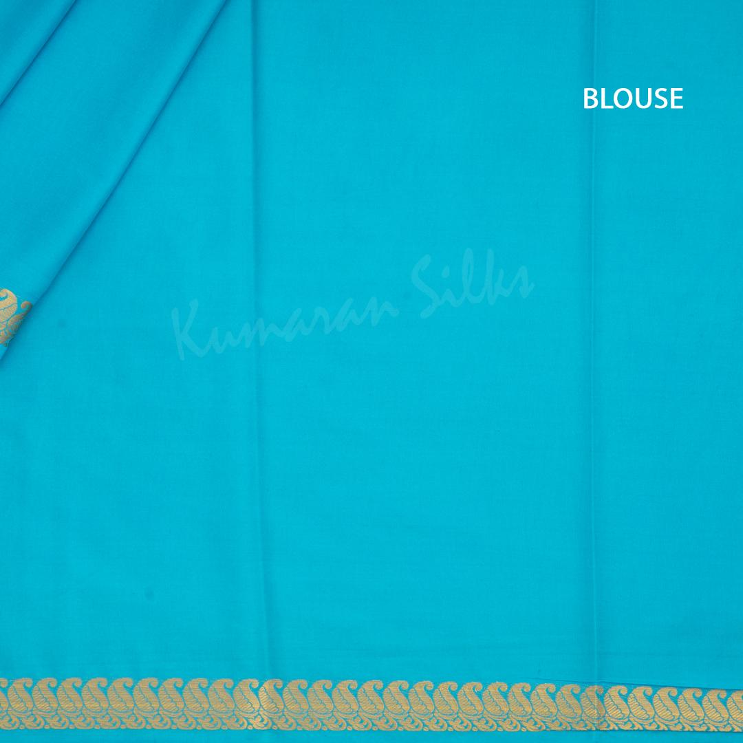 Semi Mysore Silk Plain Sky Blue Saree 02