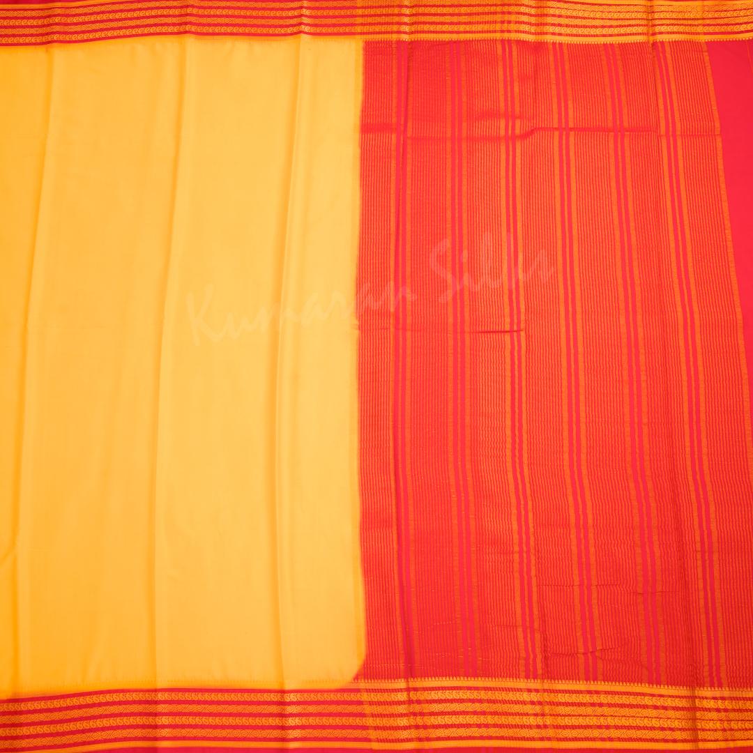 Semi Mysore Silk Plain Mango Yellow Saree 10