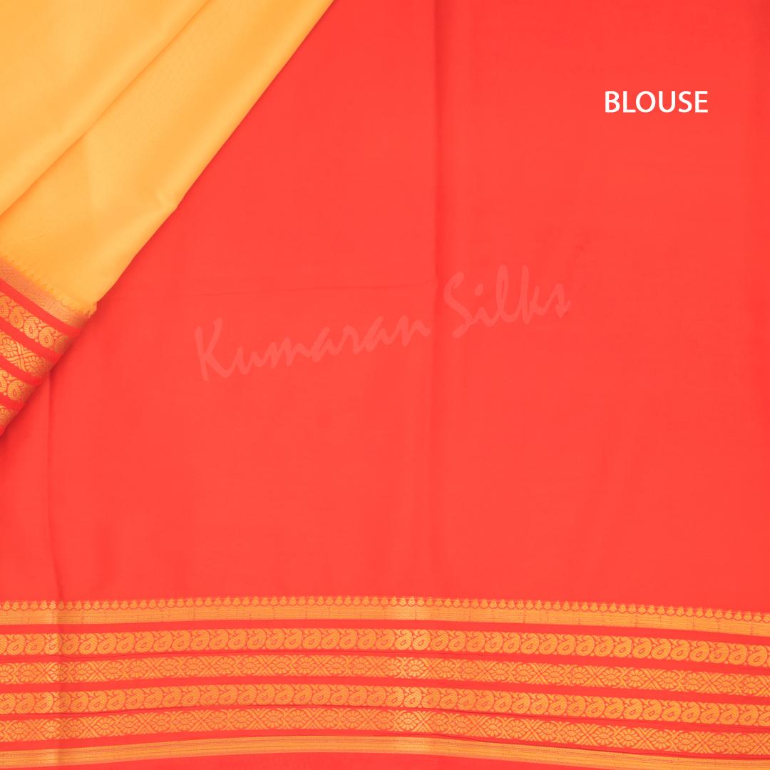 Semi Mysore Silk Plain Mango Yellow Saree 10