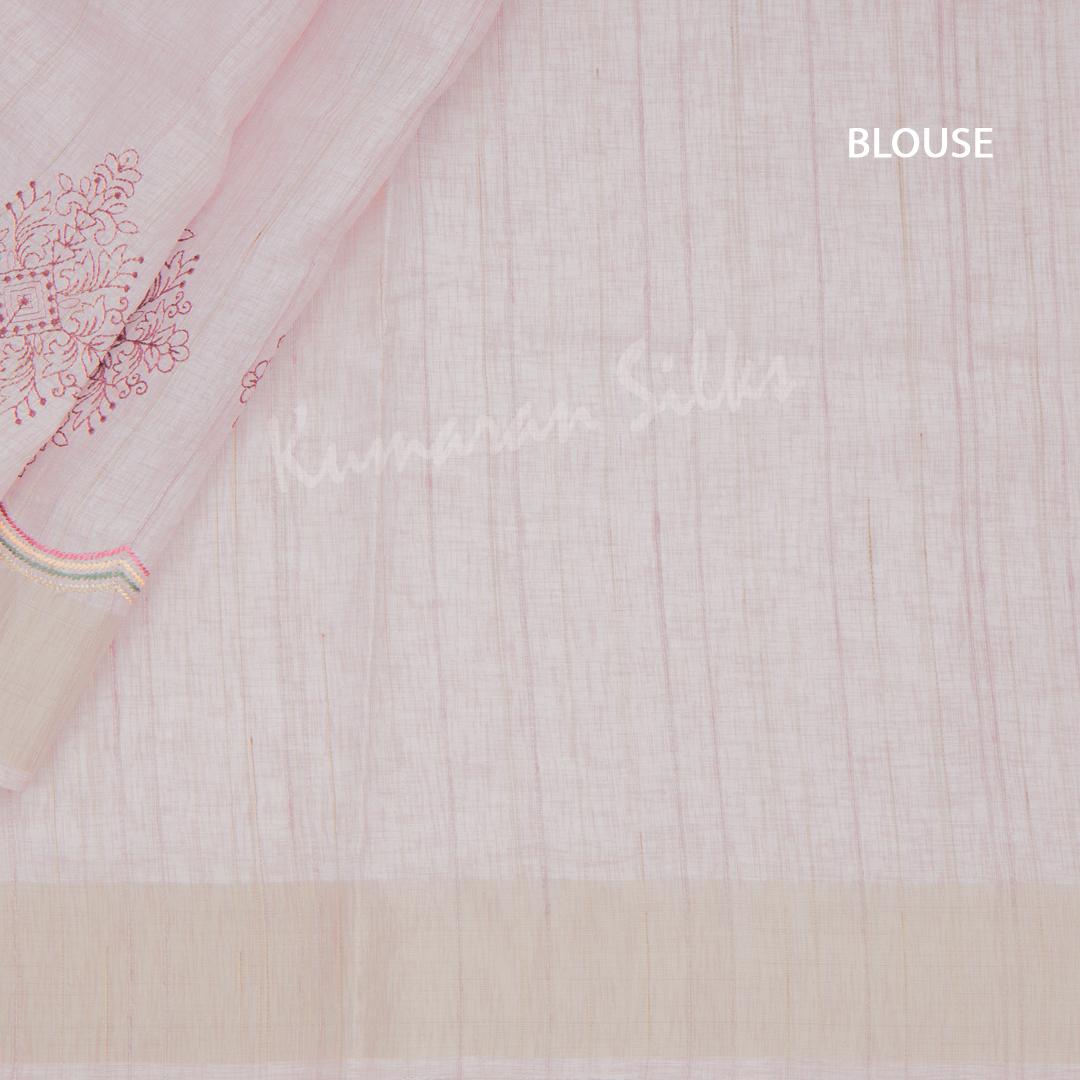 Semi Raw Silk Embroidered Light Pink Saree 06