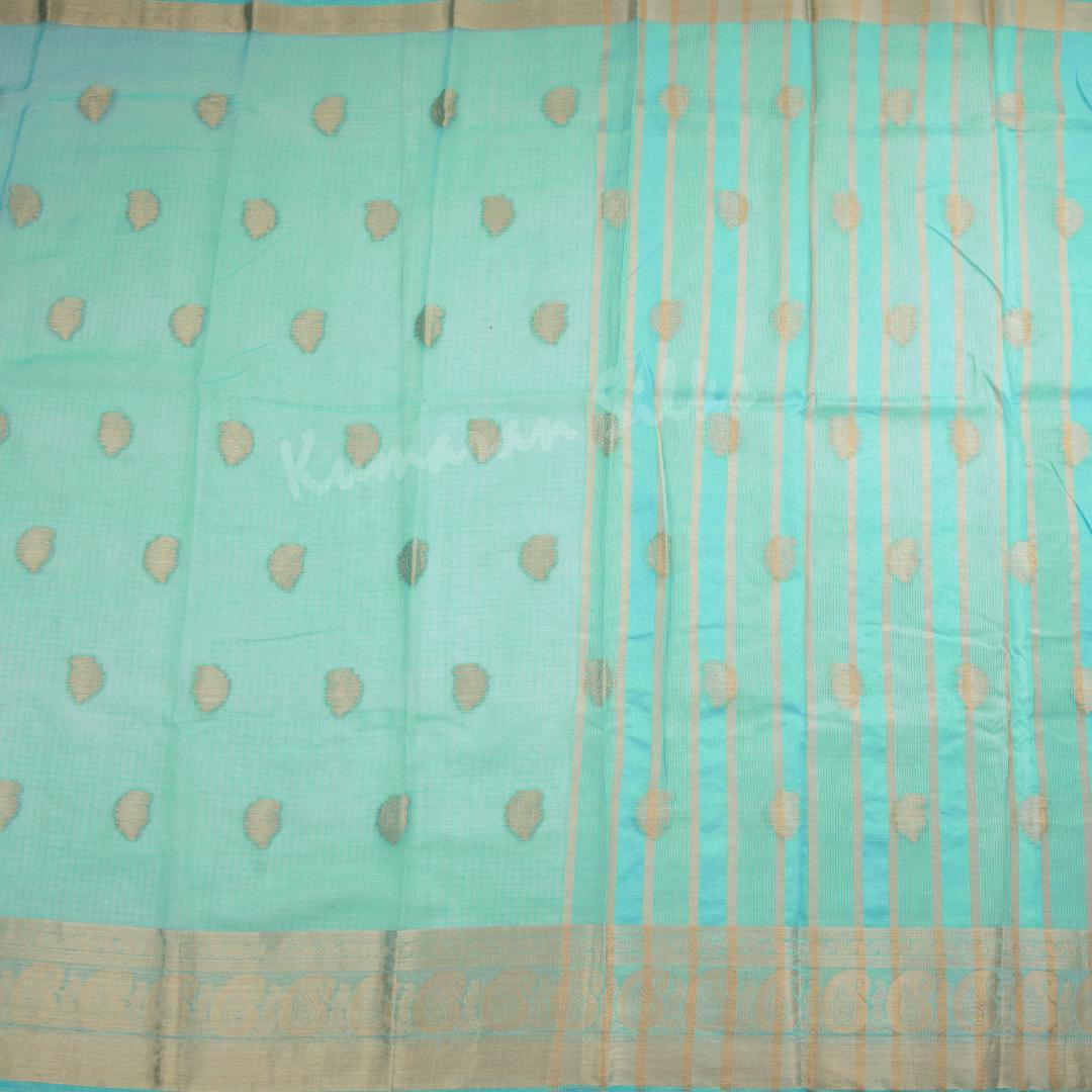 Tissue Turquoise Mango Zari Worked Saree