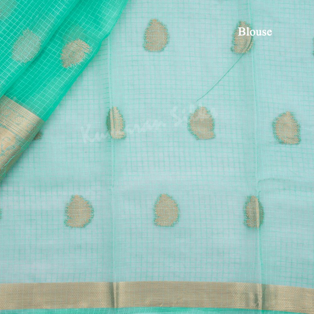 Tissue Turquoise Mango Zari Worked Saree