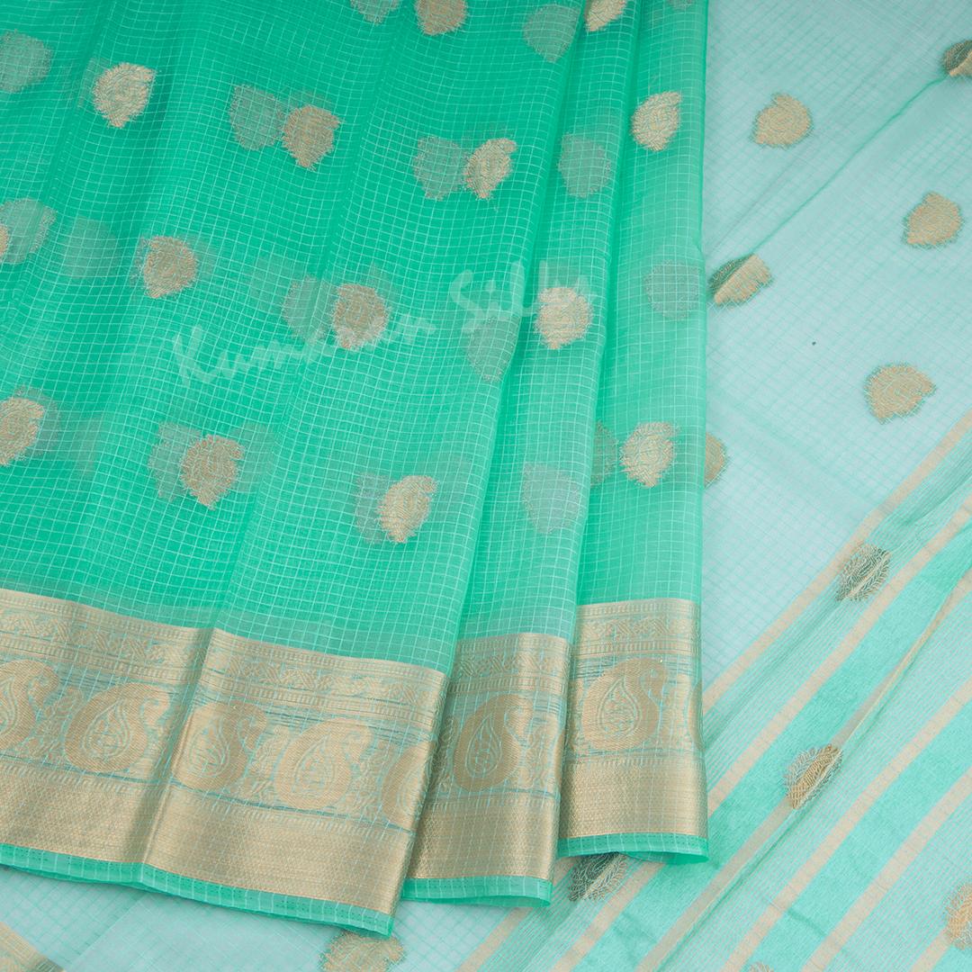 Tissue Turquoise Mango Zari Worked Saree