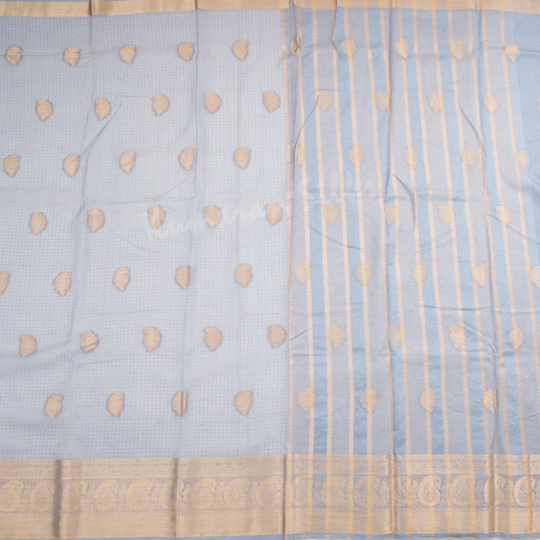 Tissue Grey Mango Zari Worked Saree