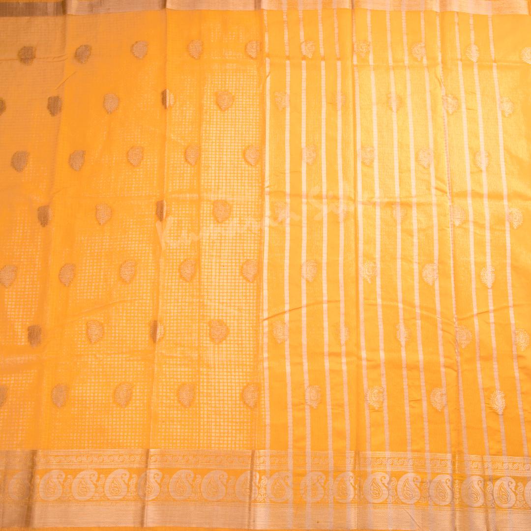 Tissue Mango Yellow Mango Zari Worked Saree