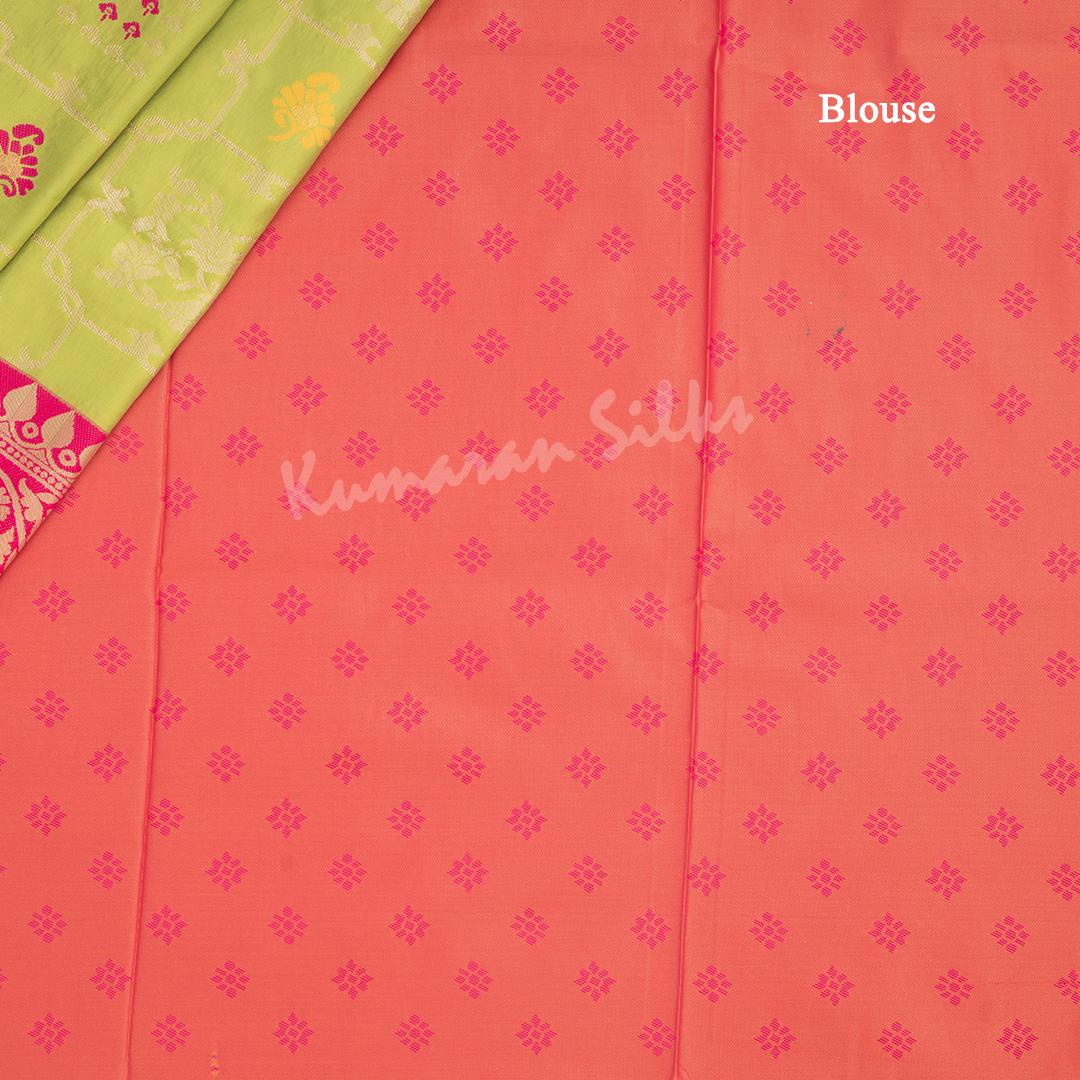 Semi Banaras Lime Green Zari Worked Saree - Kumaran Silks