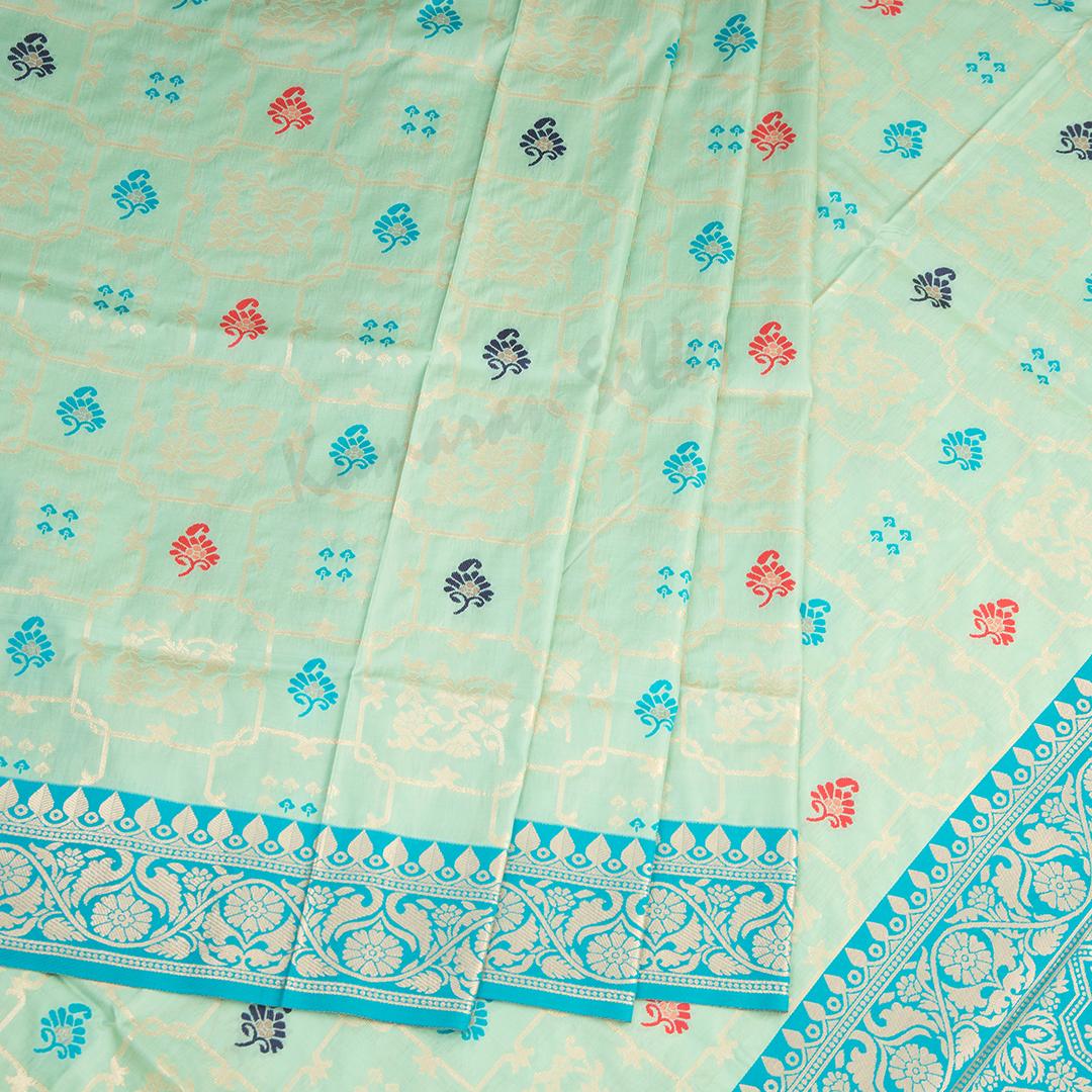 Semi Banaras Light Green Zari Worked Saree - Kumaran Silks