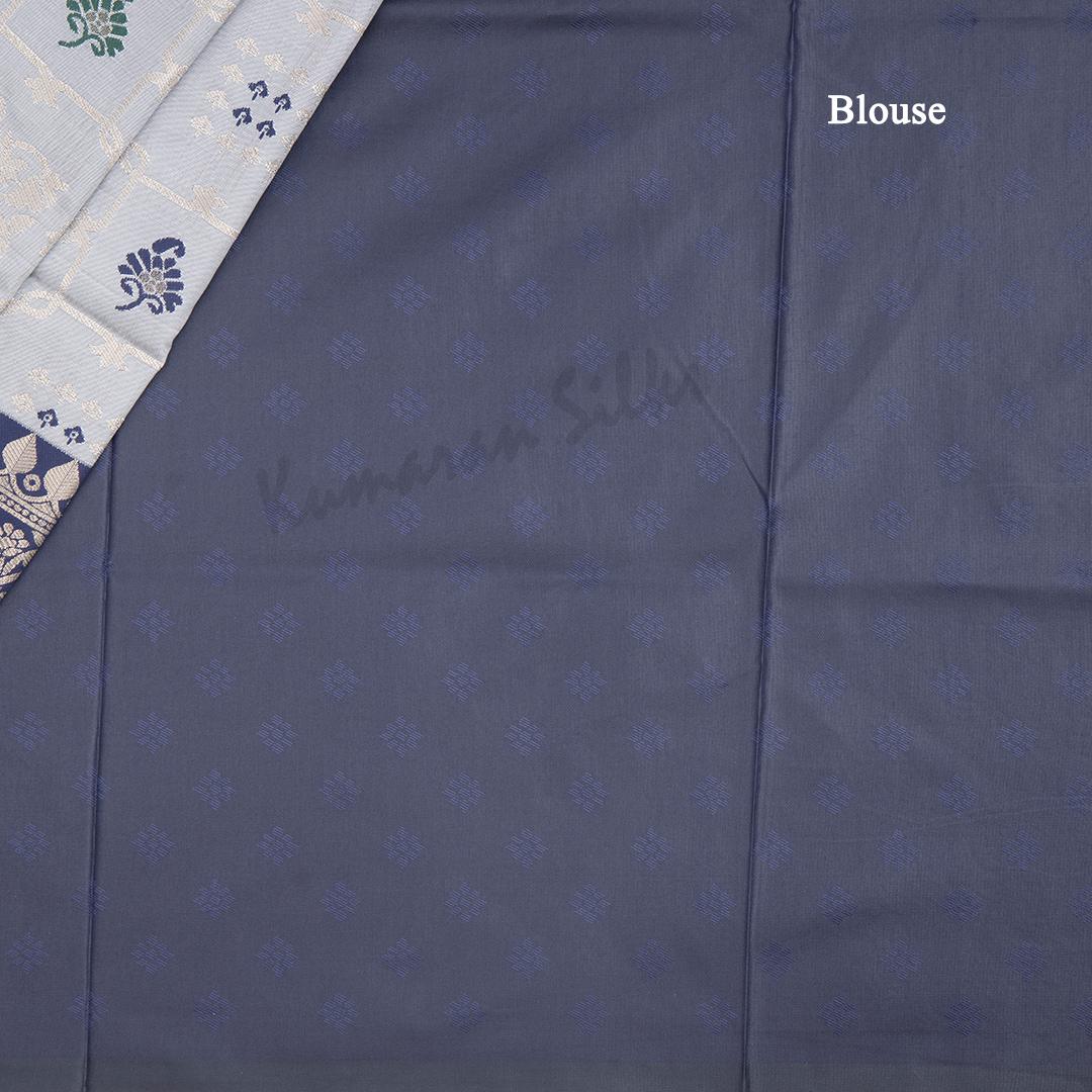 Semi Banaras Grey Zari Worked Saree 02 - Kumaran Silks