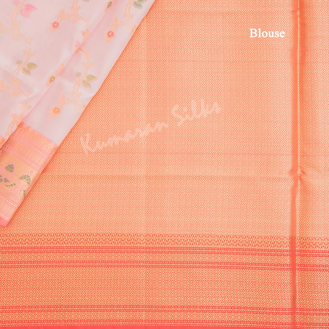 Semi Banaras Light Pink Zari Worked Saree With Floral Creeper Design - Kumaran Silks