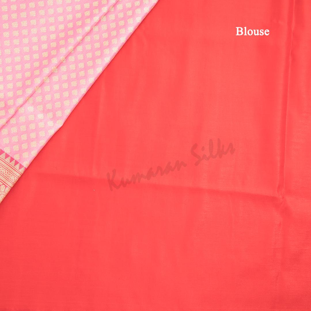 Semi Banaras Taffy Pink Zari Worked Saree With Small Buttas - Kumaran Silks