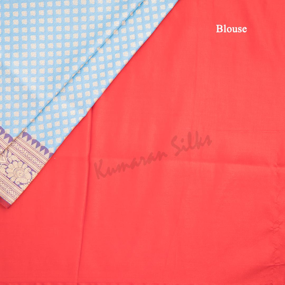 Semi Banaras Light Blue Zari Worked Saree With Small Buttas - Kumaran Silks