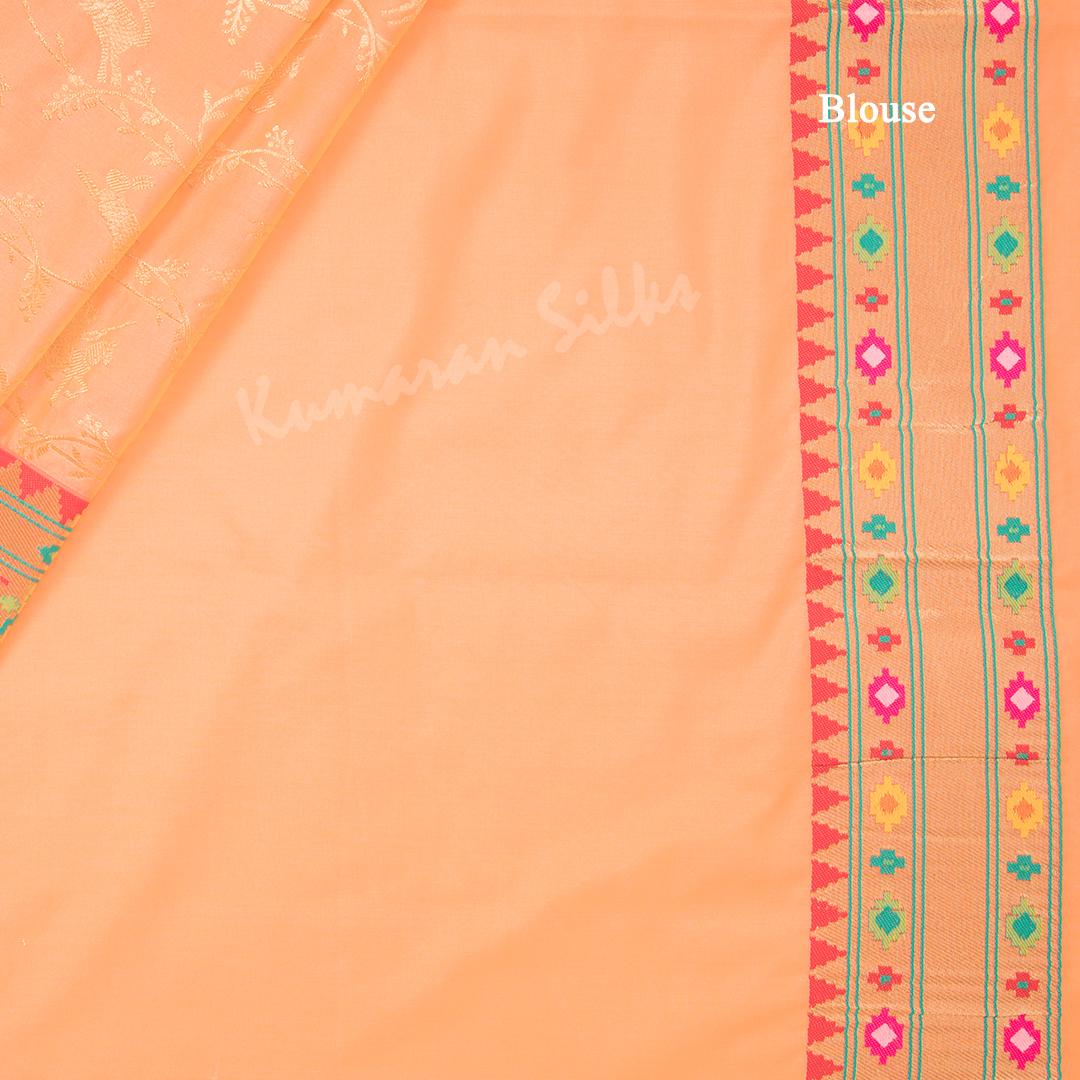 Semi Banaras Peach Zari Worked Saree With Animal Design - Kumaran Silks