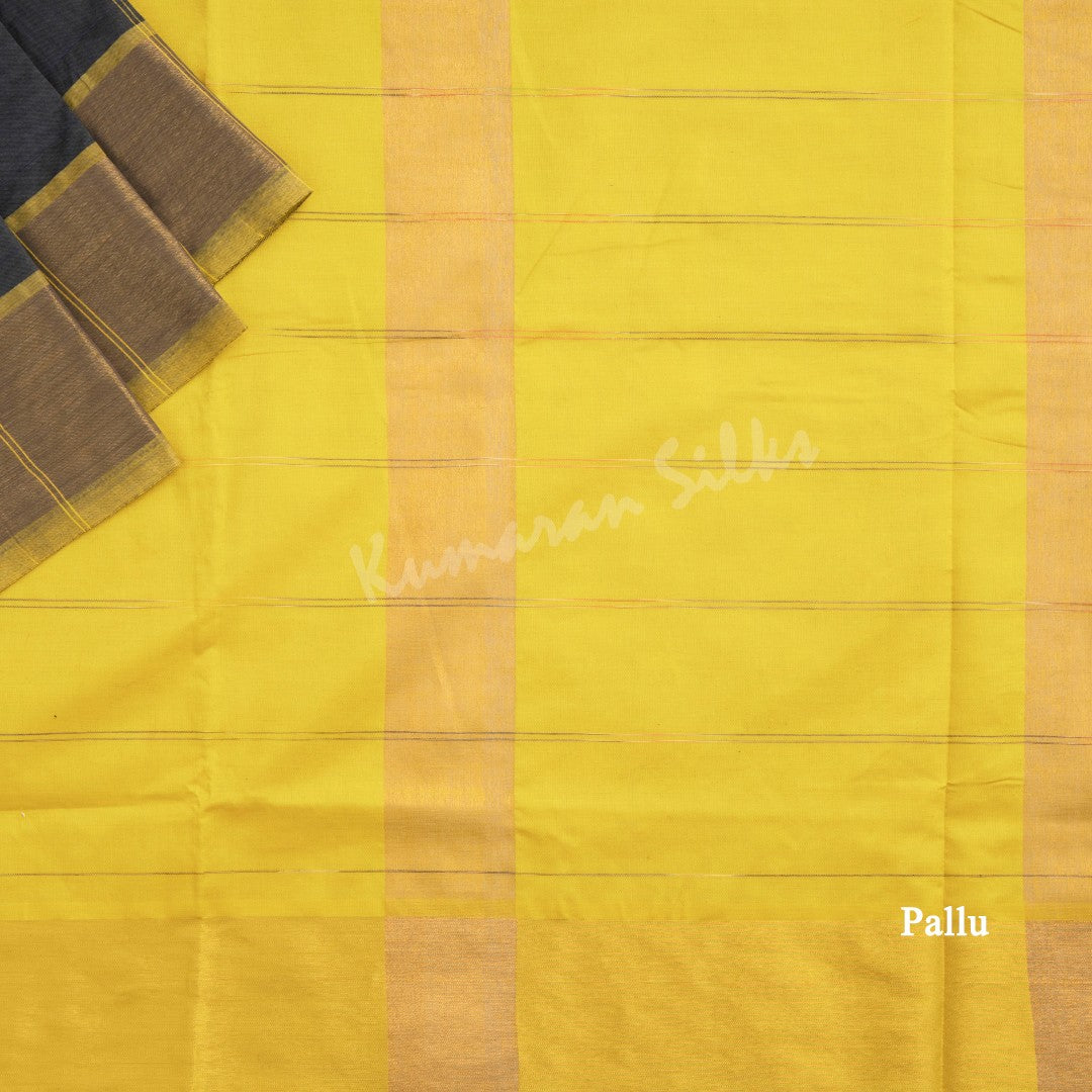 Semi Silk Cotton Dark Grey Checked Saree 02 - Kumaran Silks