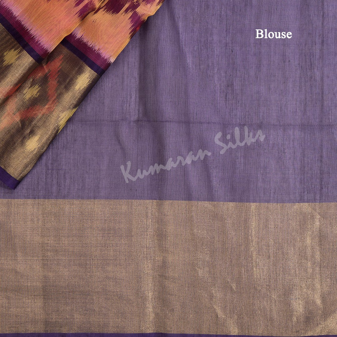 Shot Colour Pochampally Silk Cotton Ikkat Printed Saree - Kumaran Silks