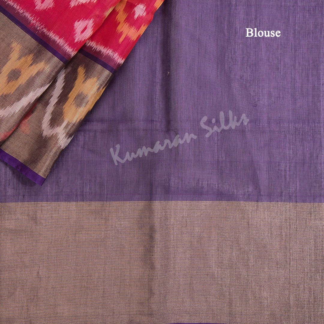 Hot Pink Pochampally Silk Cotton Ikkat Printed Saree - Kumaran Silks