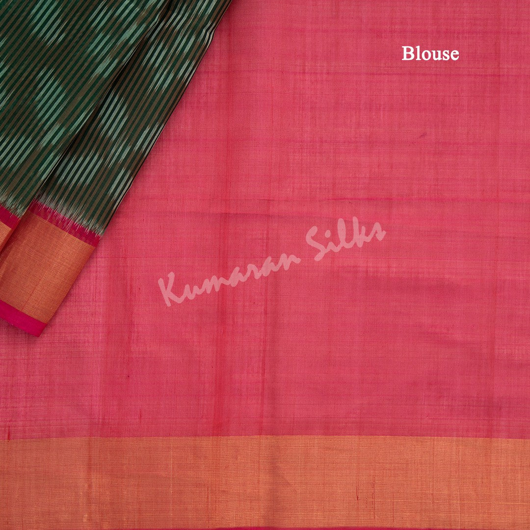 Shot Colour Pochampally Silk Cotton Ikkat Printed Saree 02 - Kumaran Silks