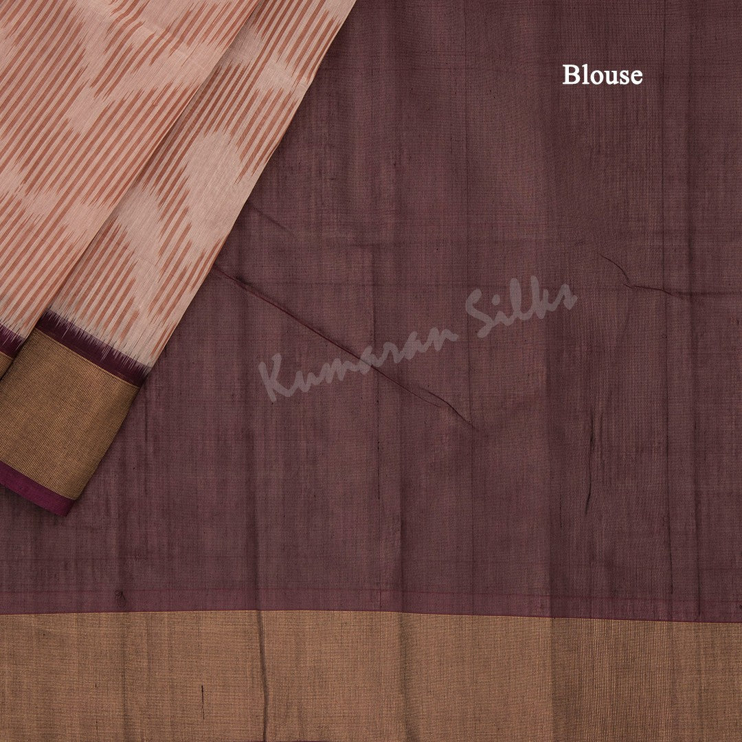 Brown Pochampally Silk Cotton Ikkat Printed Saree - Kumaran Silks