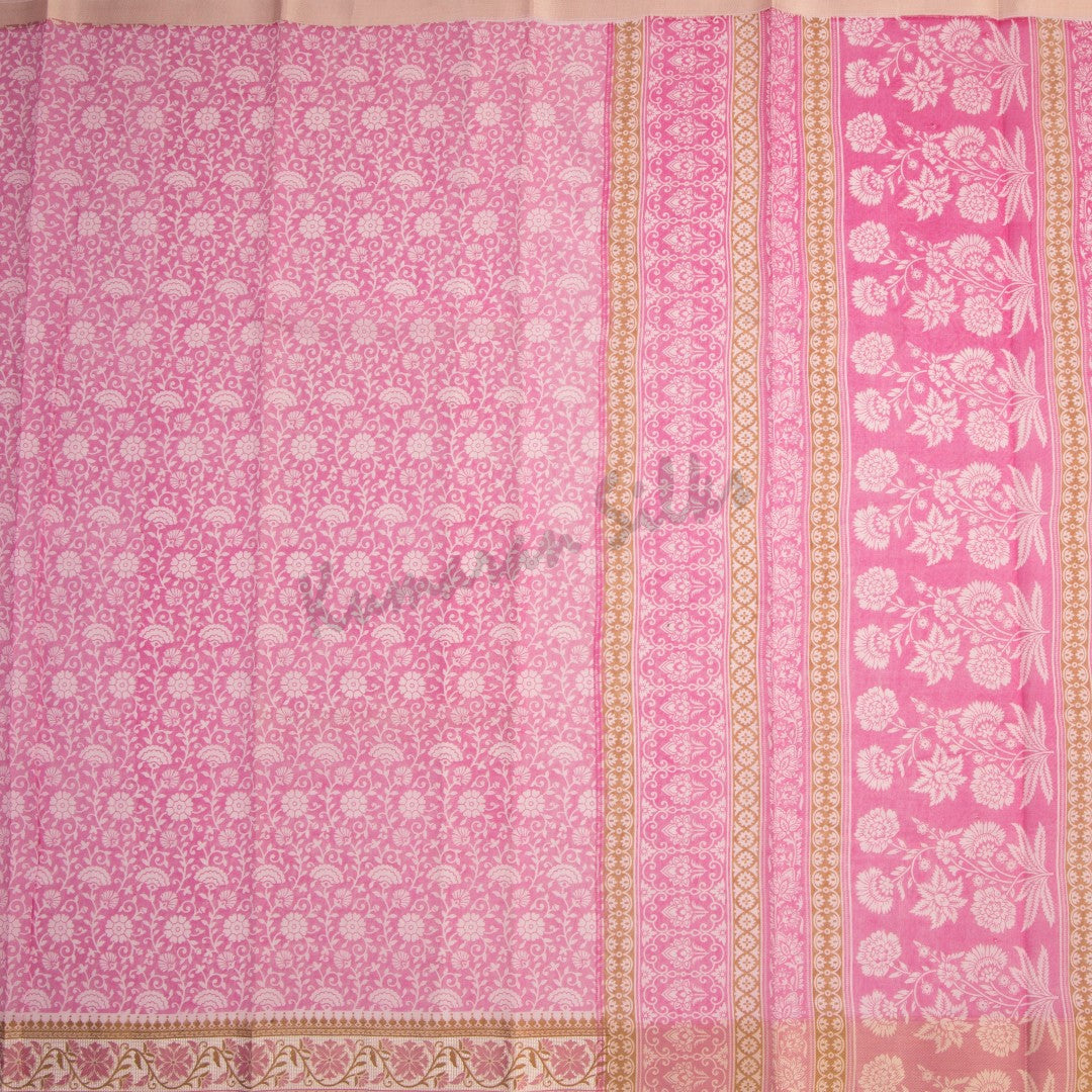 Chanderi Cotton Printed Rose Pink Saree 02 - Kumaran Silks