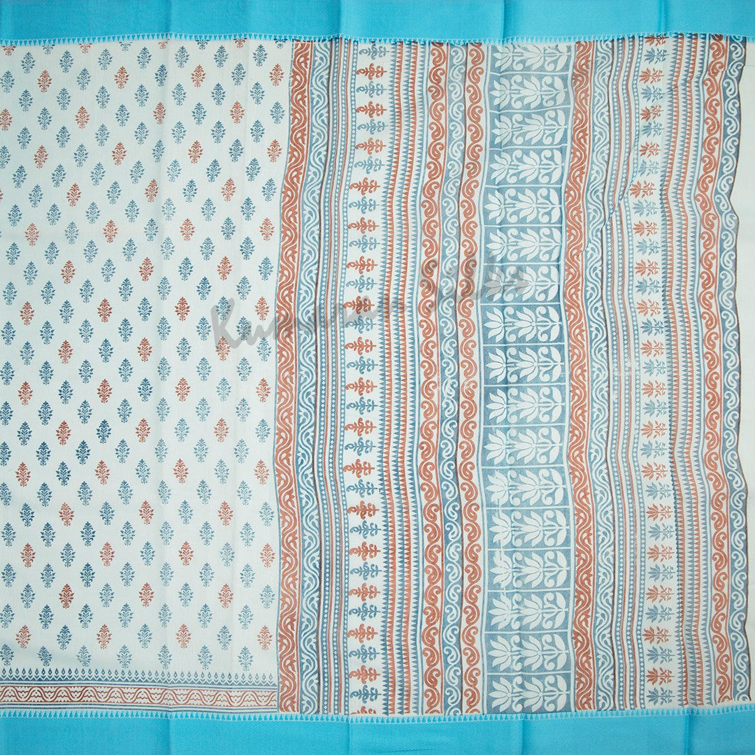 Chanderi Cotton Printed Sky Blue Saree 02 - Kumaran Silks