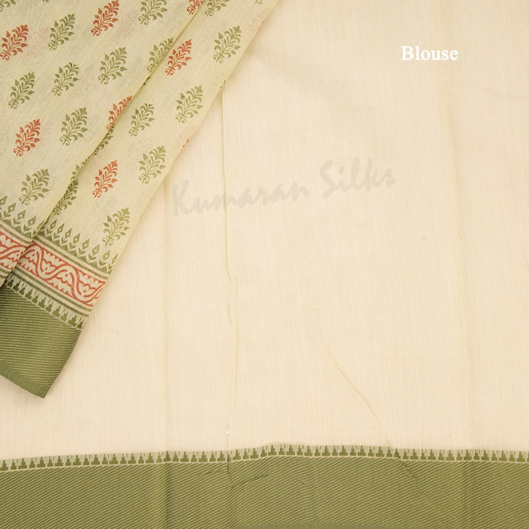 Chanderi Cotton Printed Light Green Saree - Kumaran Silks