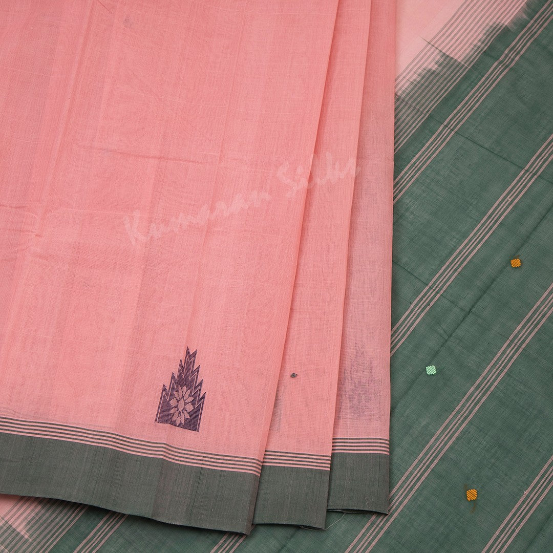 Kanchi Cotton Rose Pink Thread Worked Saree